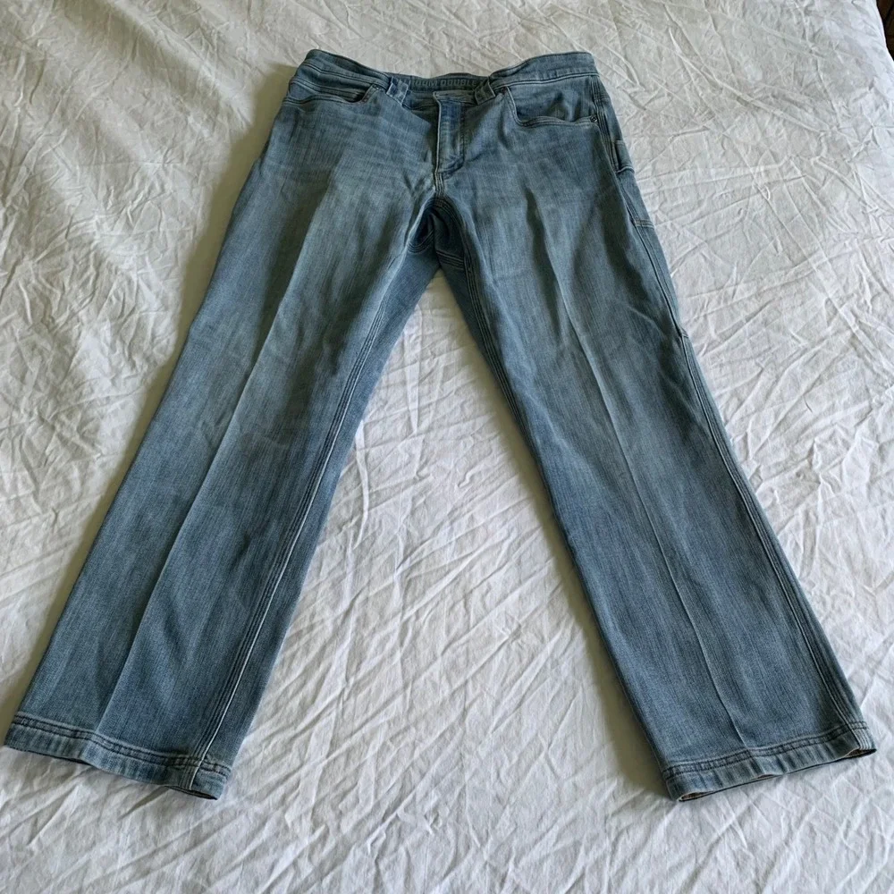 Duluth 34x30 Ballroom Double Flex Jeans Light Blue Standard Fit Utility Workwear